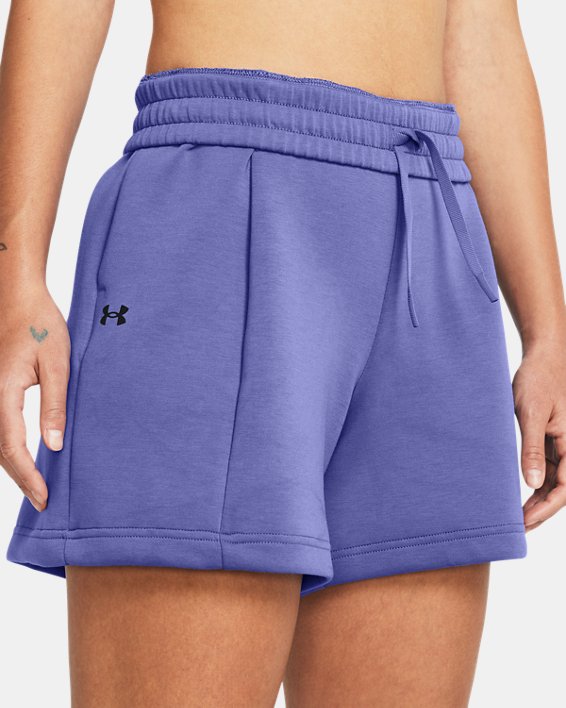 UA Unstoppable Fleece-Shorts mit Faltendetail für Damen, Purple, pdpMainDesktop image number 3